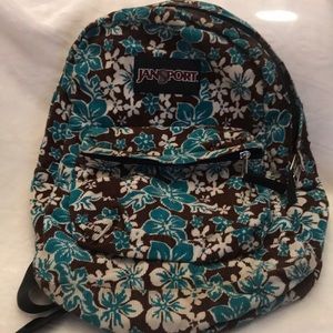 Floral Brown And Teal Jansport Backpack